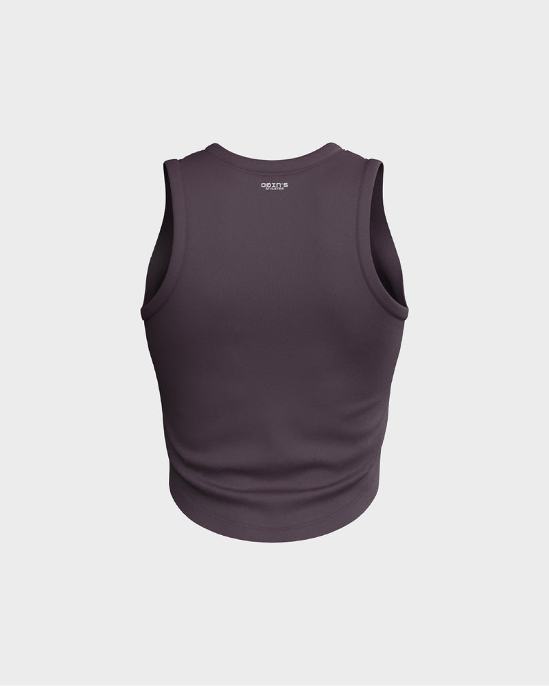 Ladies Relaxed Scallop Bottom Crop Tank Top - Purple