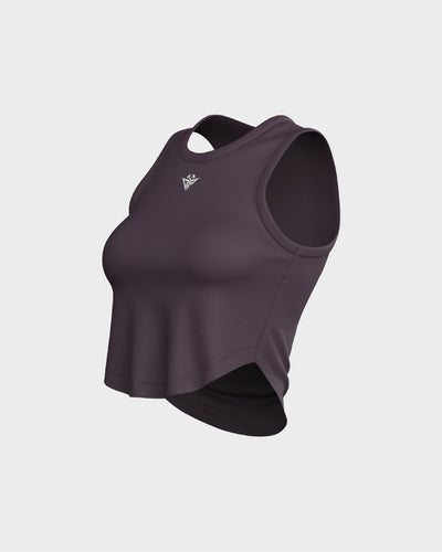 Ladies Relaxed Scallop Bottom Crop Tank Top - Purple
