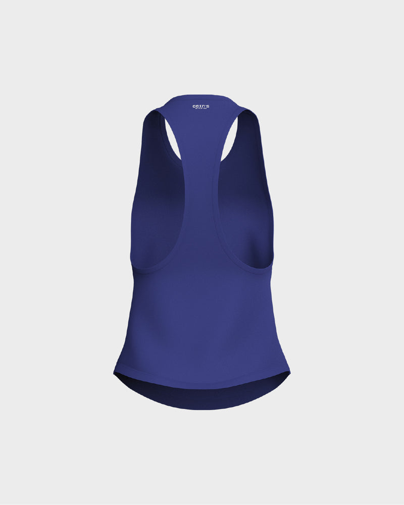 Ladies Dropped Armhole Racer Back Scallop Bottom Tank Top - Blue