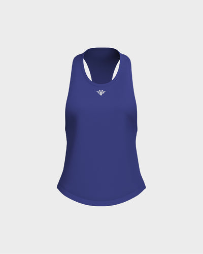 Ladies Dropped Armhole Racer Back Scallop Bottom Tank Top - Blue