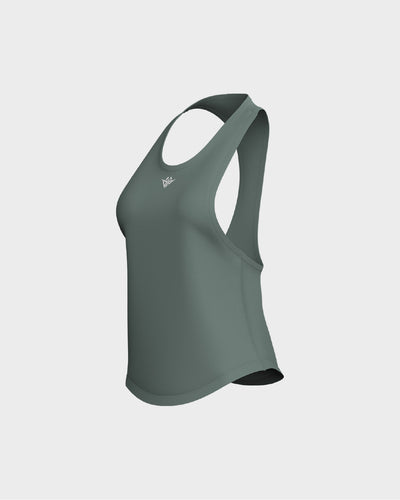Ladies Dropped Armhole Racer Back Scallop Bottom Tank Top - Green