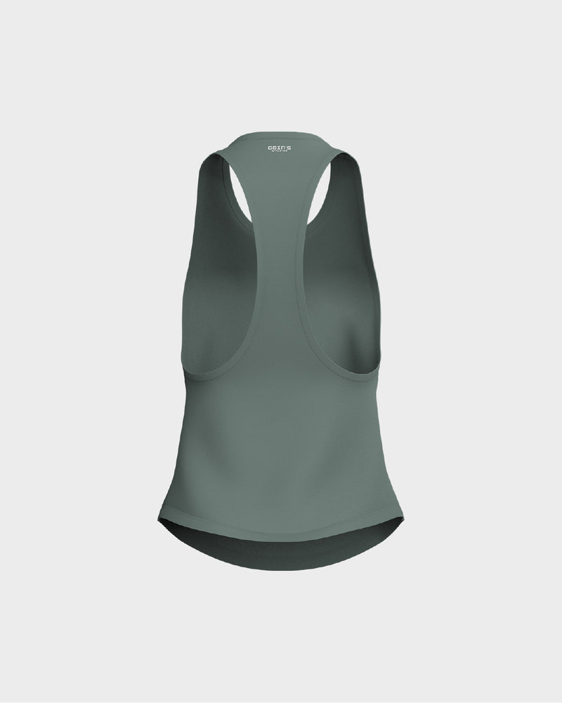 Ladies Dropped Armhole Racer Back Scallop Bottom Tank Top - Green