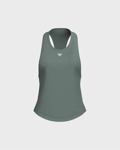 Ladies Dropped Armhole Racer Back Scallop Bottom Tank Top - Green
