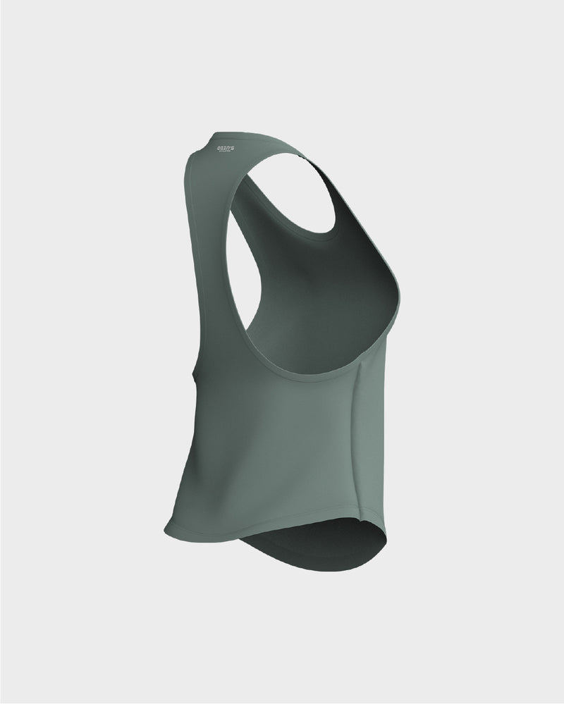 Ladies Dropped Armhole Racer Back Scallop Bottom Tank Top - Green