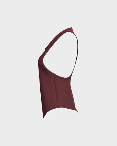 Ladies Dropped Armhole Racer Back Scallop Bottom Tank Top - Purple