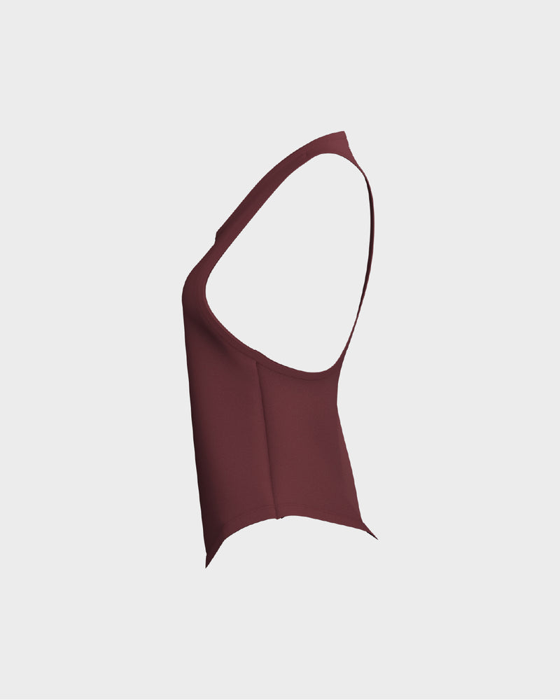 Ladies Dropped Armhole Racer Back Scallop Bottom Tank Top - Purple
