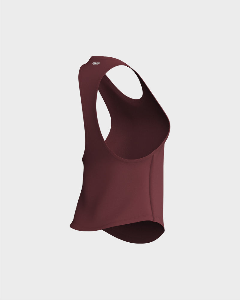Ladies Dropped Armhole Racer Back Scallop Bottom Tank Top - Purple
