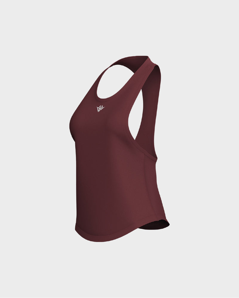 Ladies Dropped Armhole Racer Back Scallop Bottom Tank Top - Purple