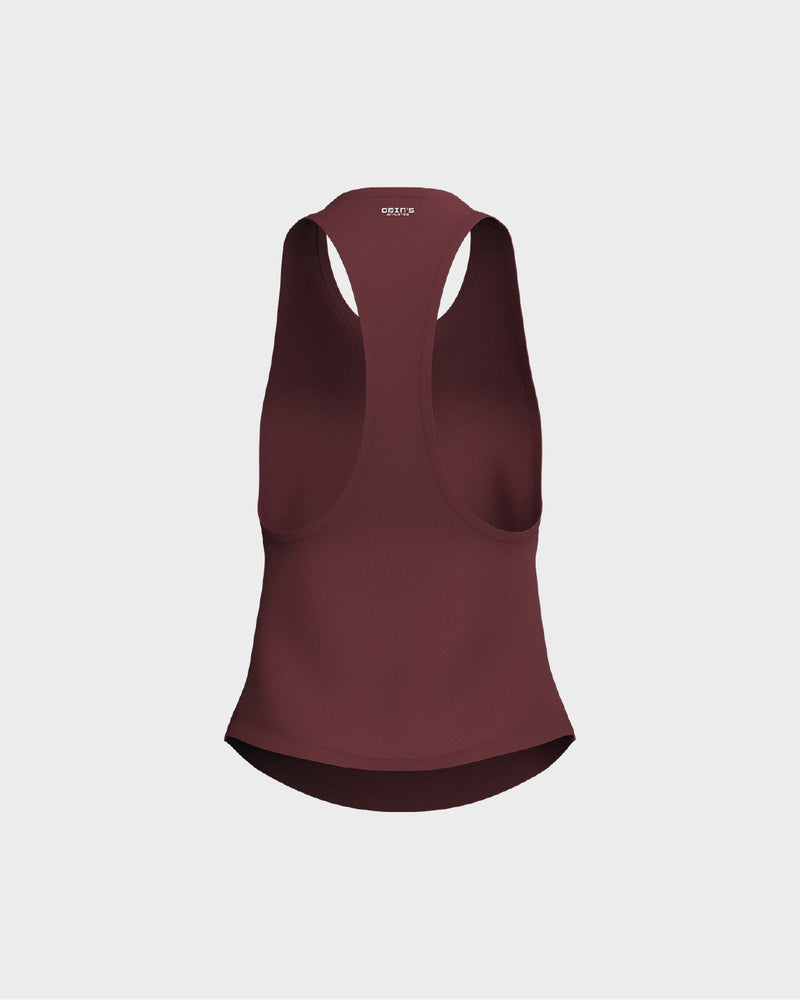 Ladies Dropped Armhole Racer Back Scallop Bottom Tank Top - Purple