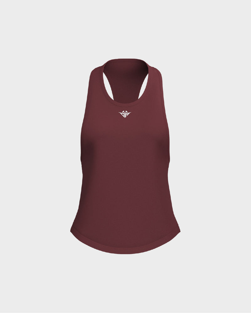 Ladies Dropped Armhole Racer Back Scallop Bottom Tank Top - Purple