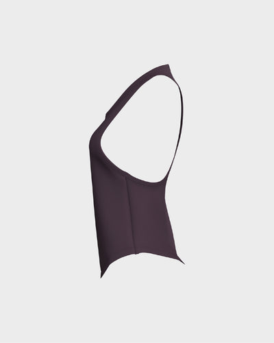 Ladies Dropped Armhole Racer Back Scallop Bottom Tank Top - Red