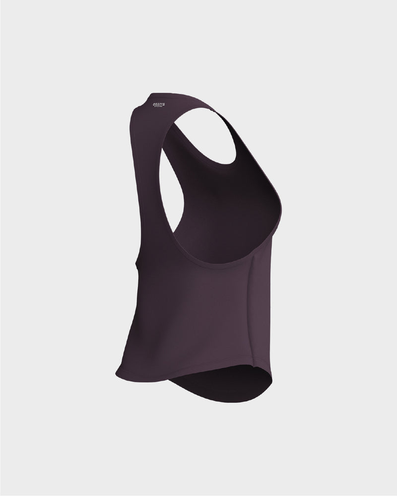Ladies Dropped Armhole Racer Back Scallop Bottom Tank Top - Red