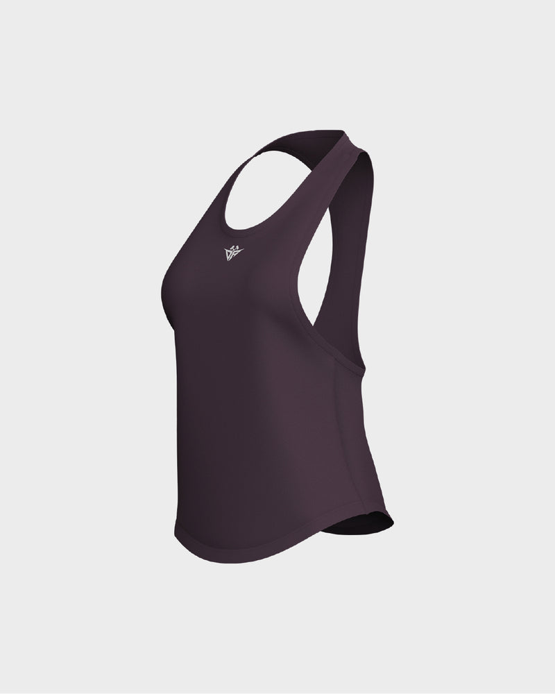 Ladies Dropped Armhole Racer Back Scallop Bottom Tank Top - Red