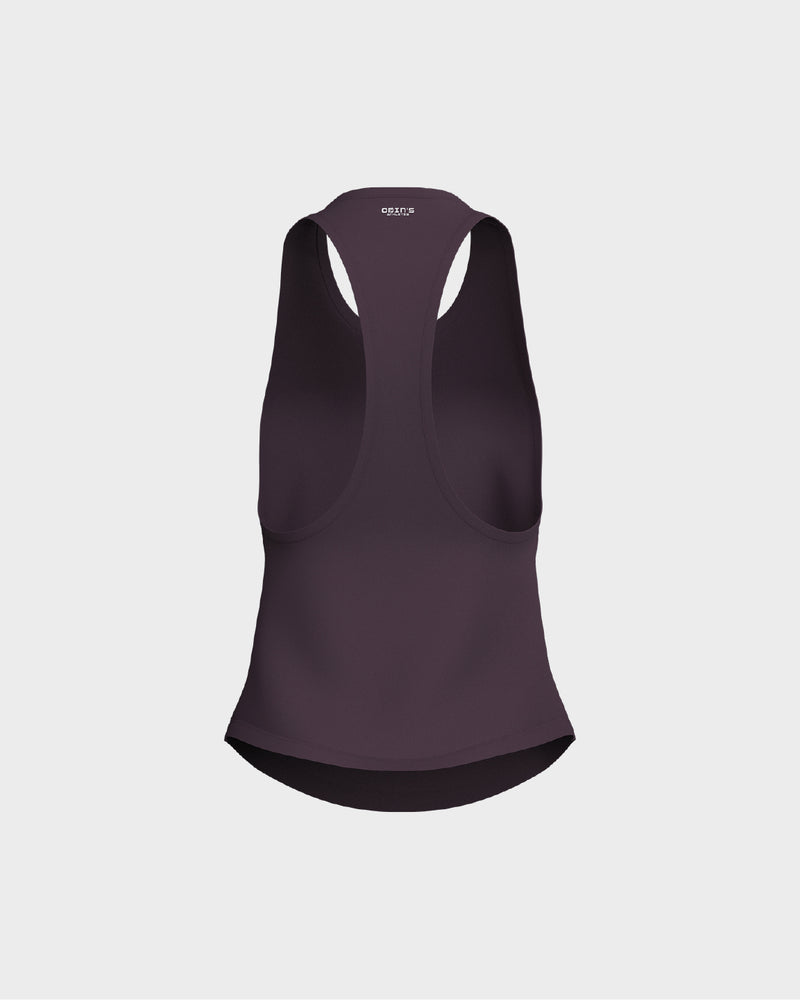 Ladies Dropped Armhole Racer Back Scallop Bottom Tank Top - Red