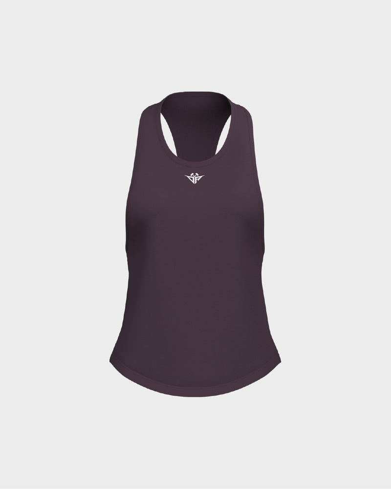 Ladies Dropped Armhole Racer Back Scallop Bottom Tank Top - Red