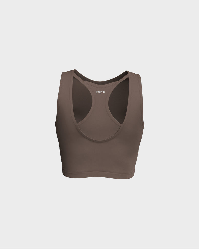 Ladies Layered Cropped Tank Top - Beige