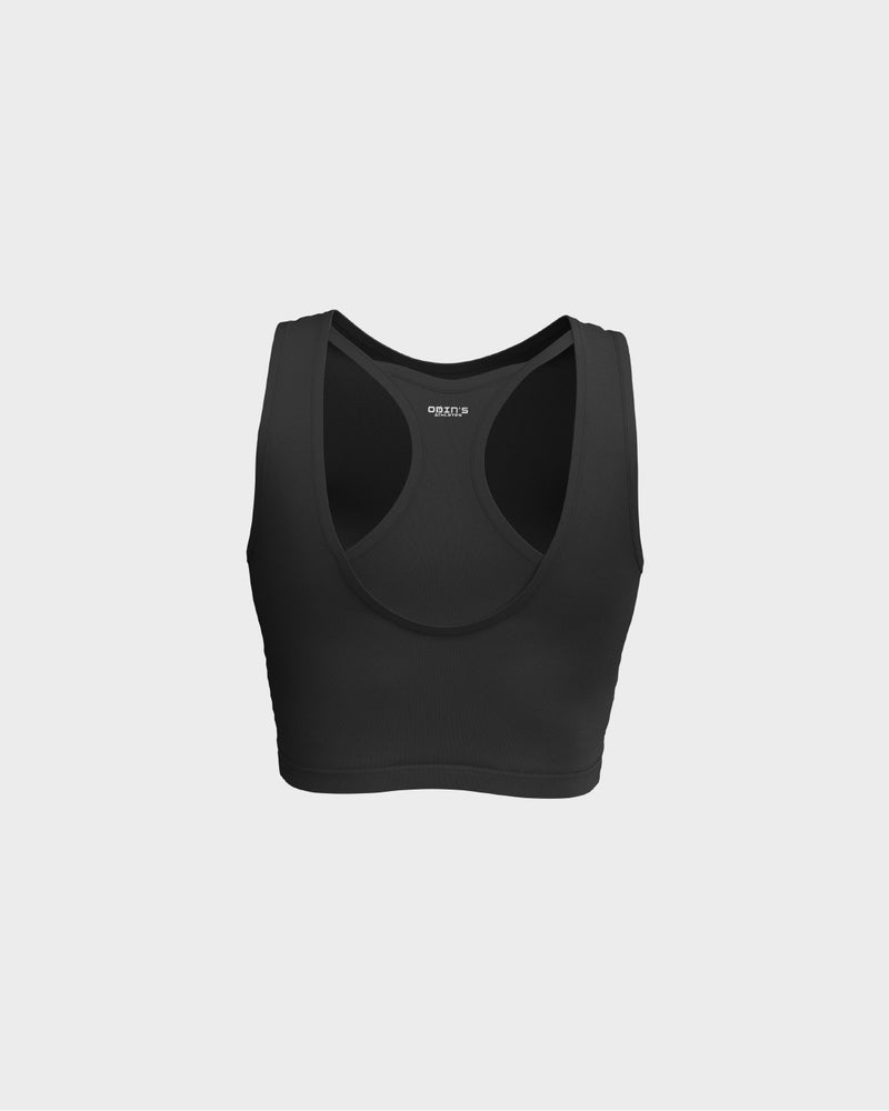 Ladies Layered Cropped Tank Top - Black