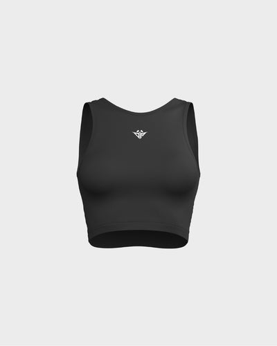 Ladies Layered Cropped Tank Top - Black