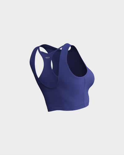Ladies Layered Cropped Tank Top - Blue