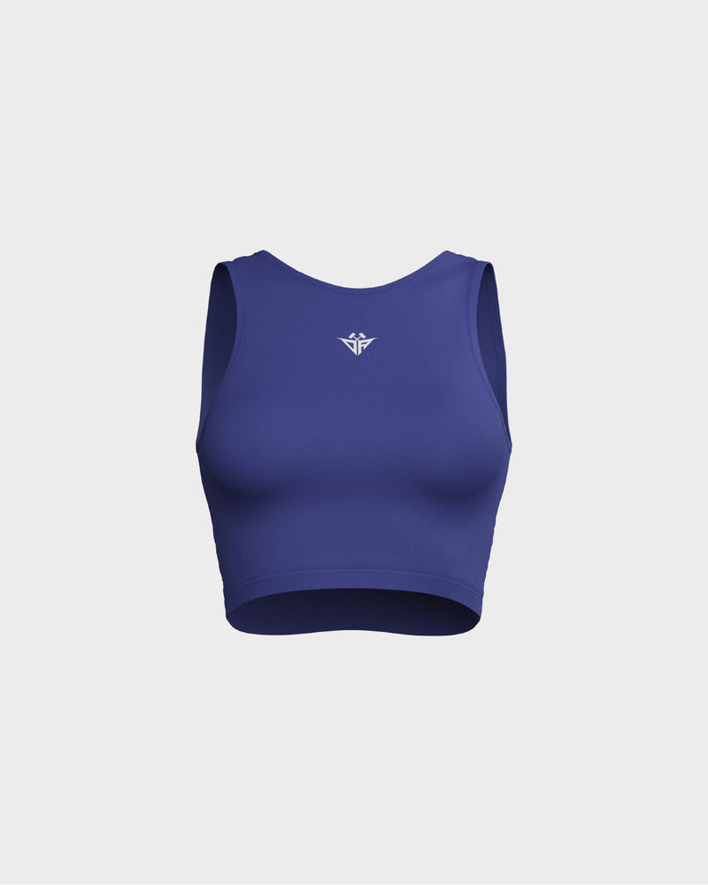 Ladies Layered Cropped Tank Top - Blue