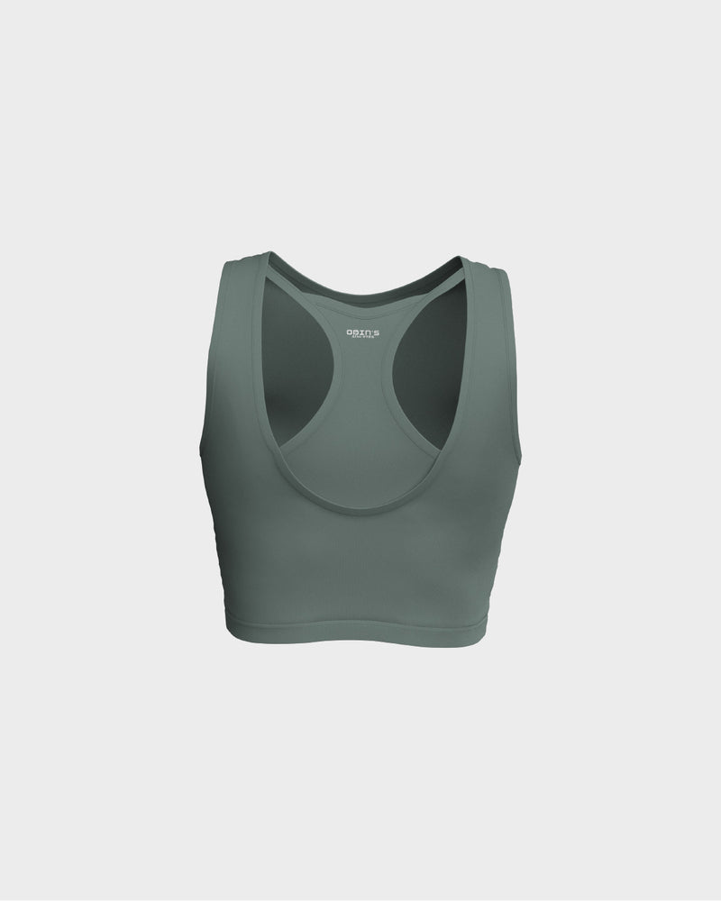 Ladies Layered Cropped Tank Top - Green
