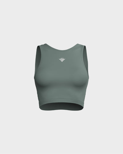 Ladies Layered Cropped Tank Top - Green