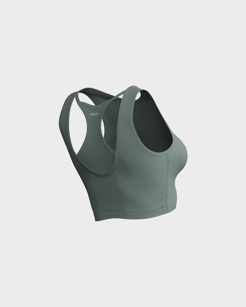 Ladies Layered Cropped Tank Top - Green