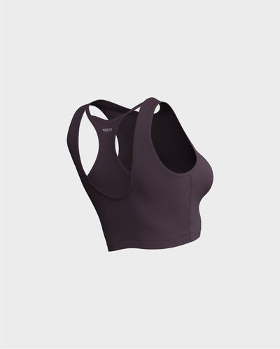 Ladies Layered Cropped Tank Top - Purple