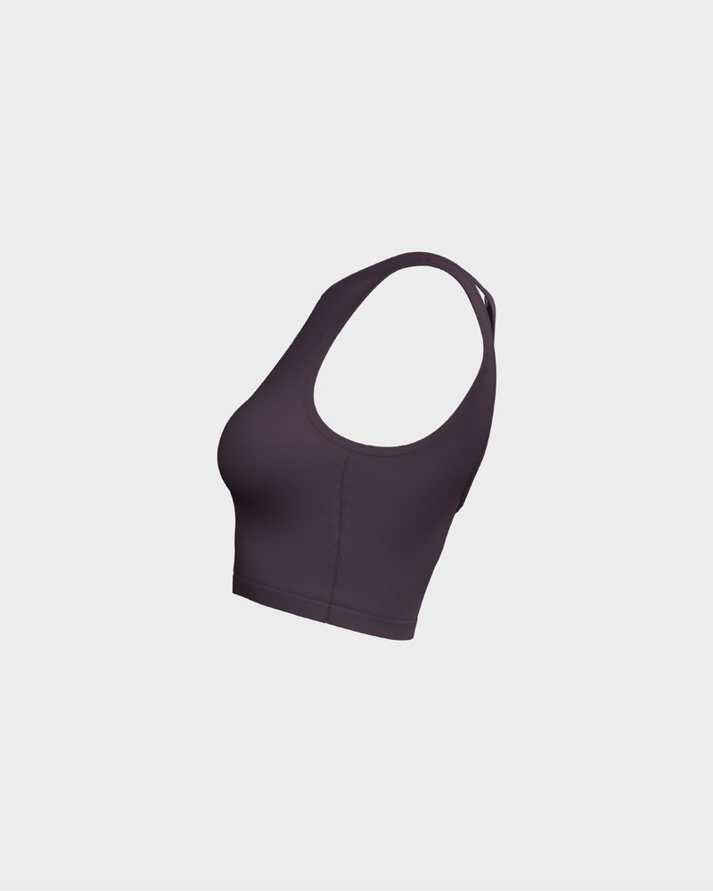 Ladies Layered Cropped Tank Top - Purple