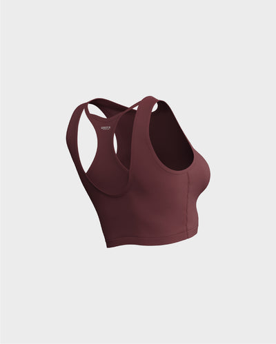 Ladies Layered Cropped Tank Top - Red