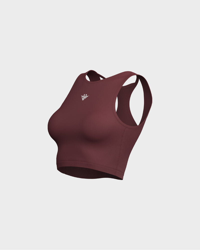 Ladies Layered Cropped Tank Top - Red