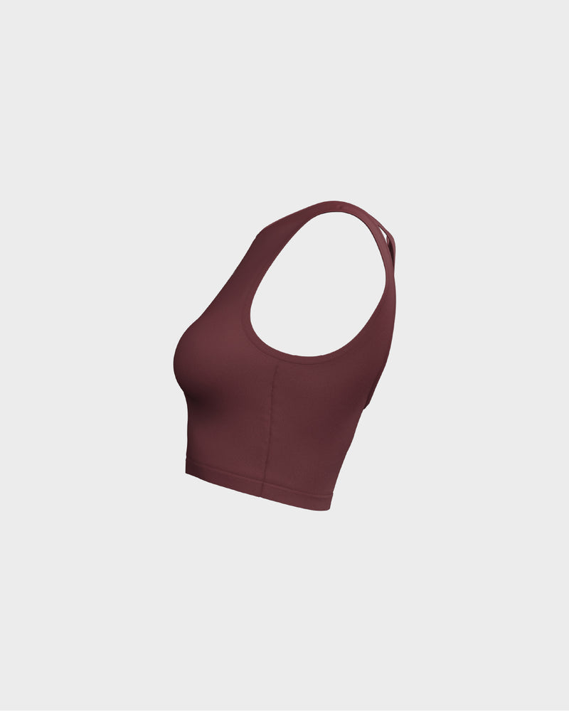 Ladies Layered Cropped Tank Top - Red