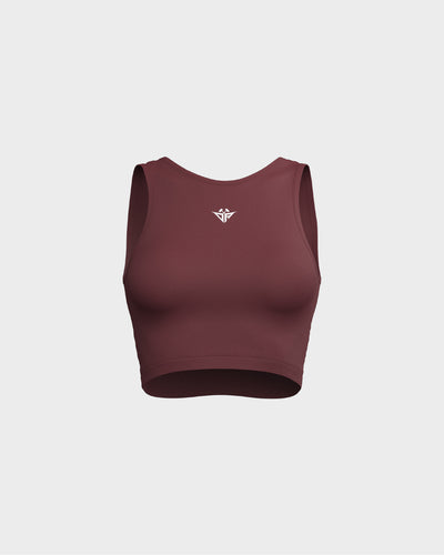 Ladies Layered Cropped Tank Top - Red