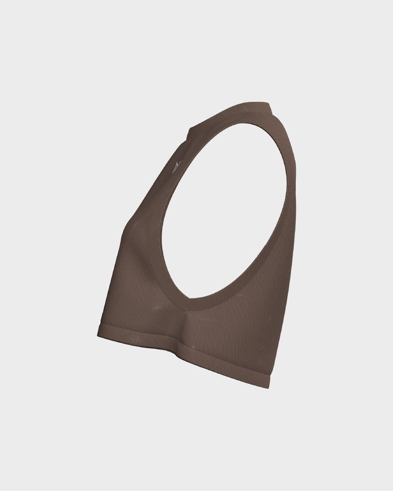 Ladies Oversized Crop Tank Top - Beige