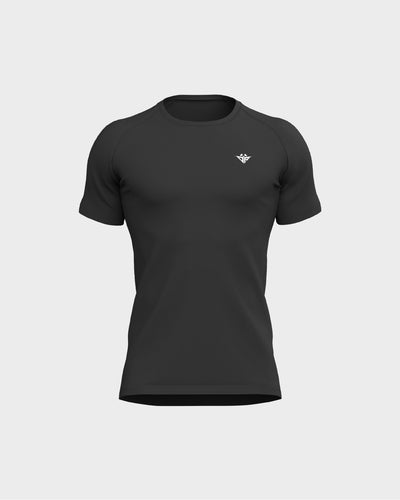 Mens Raglan Sleeve Straight Bottom Hem Tee - Black