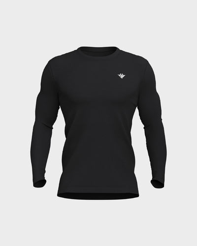 Mens Seamless Set In Long Sleeve Tee - Black