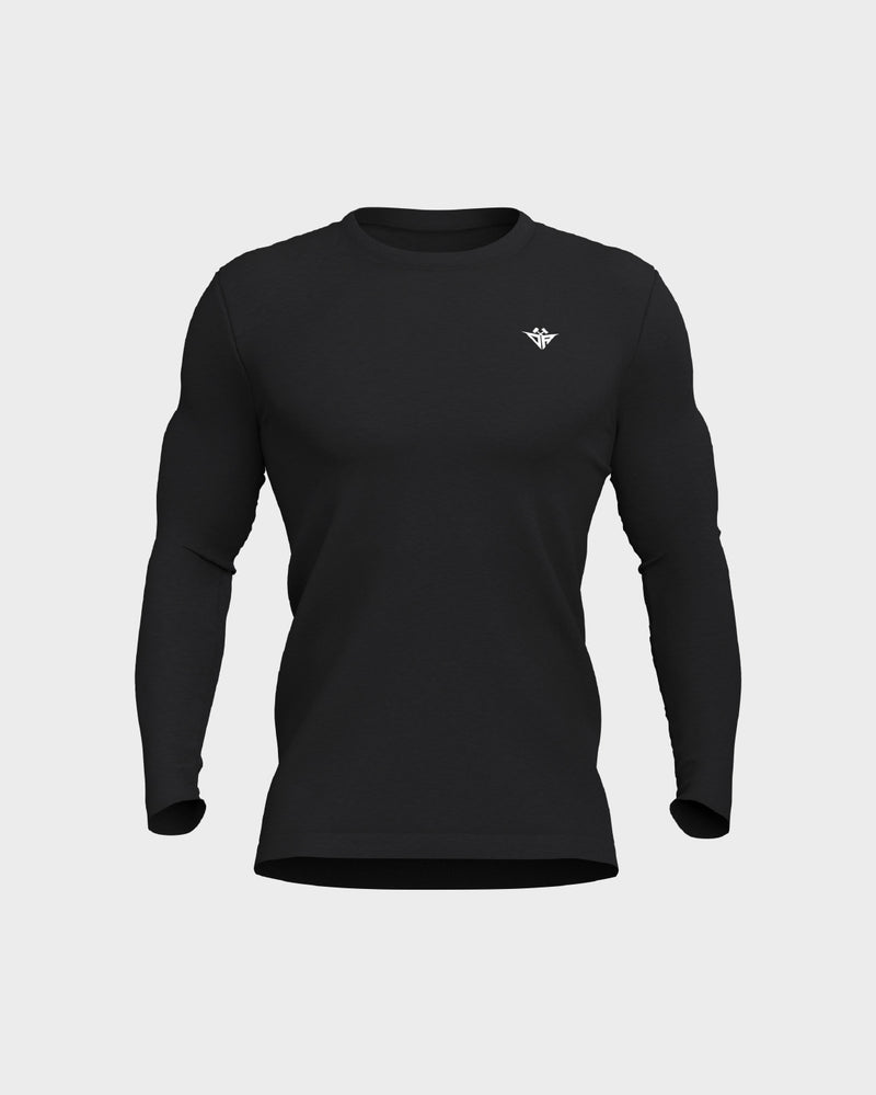 Mens Seamless Set In Long Sleeve Tee - Black