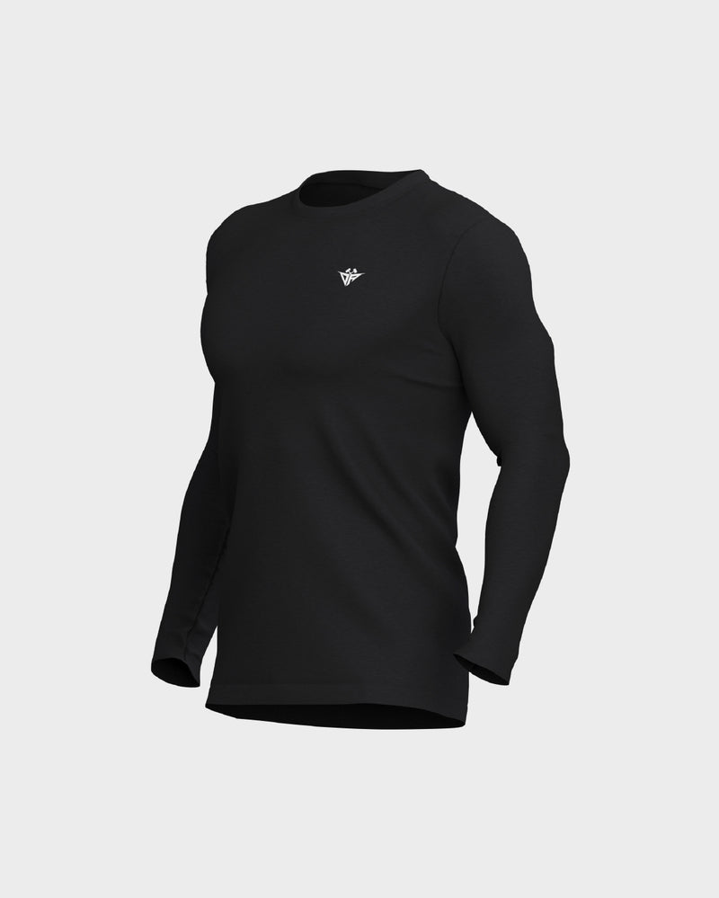 Mens Seamless Set In Long Sleeve Tee - Black