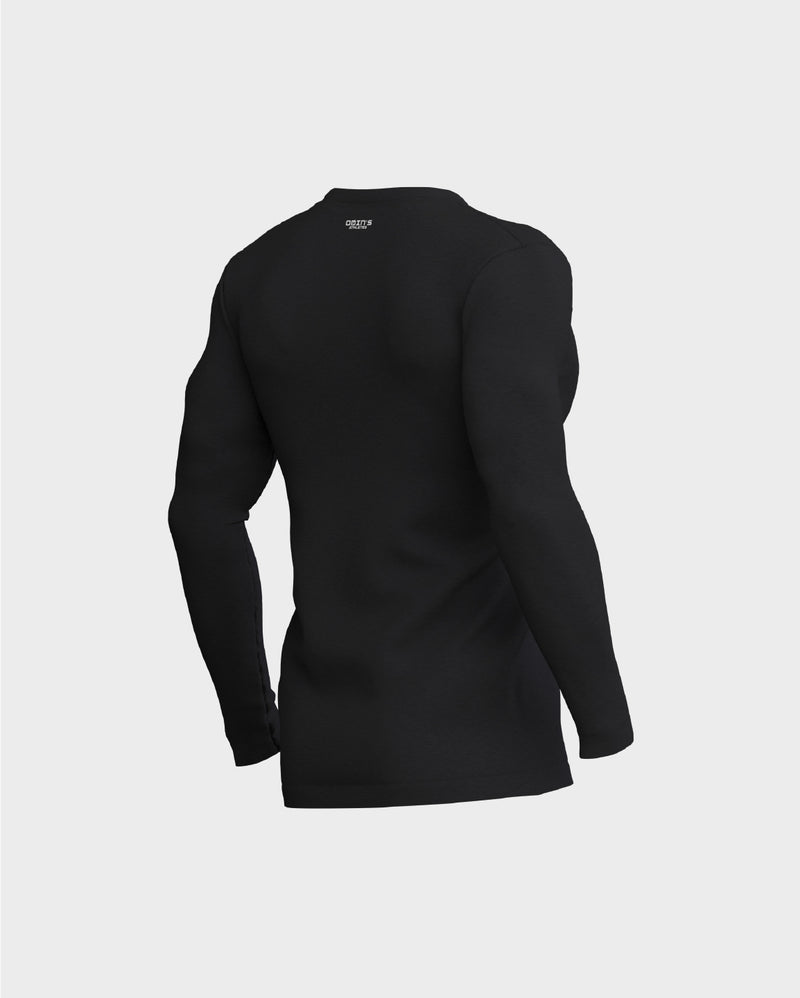 Mens Seamless Set In Long Sleeve Tee - Black