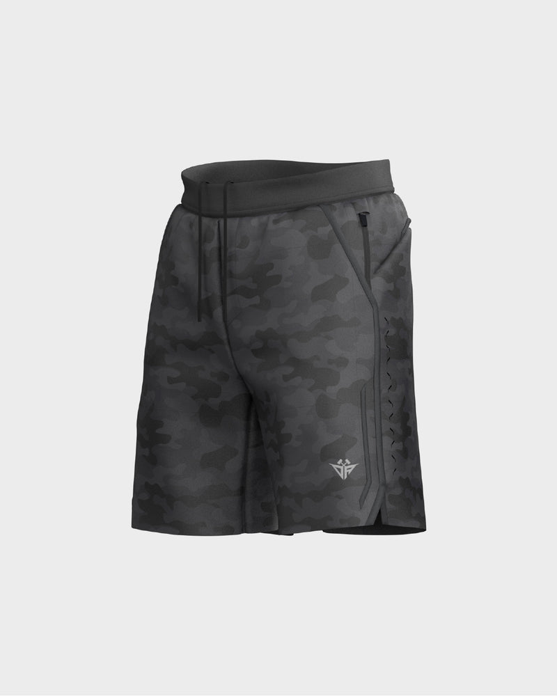 Mens 7.00 Inch Inseam Layered Shorts Outer Layer - Black Camo