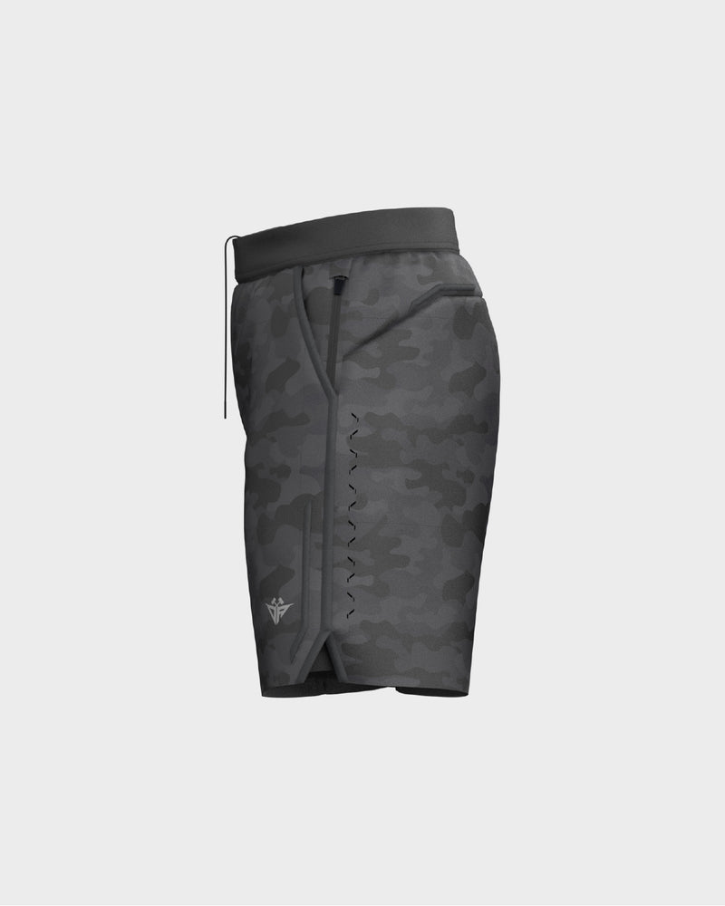 Mens 7.00 Inch Inseam Layered Shorts Outer Layer - Black Camo